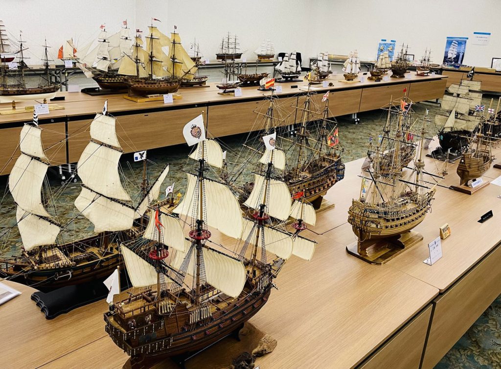 帆船模型展の展示の様子