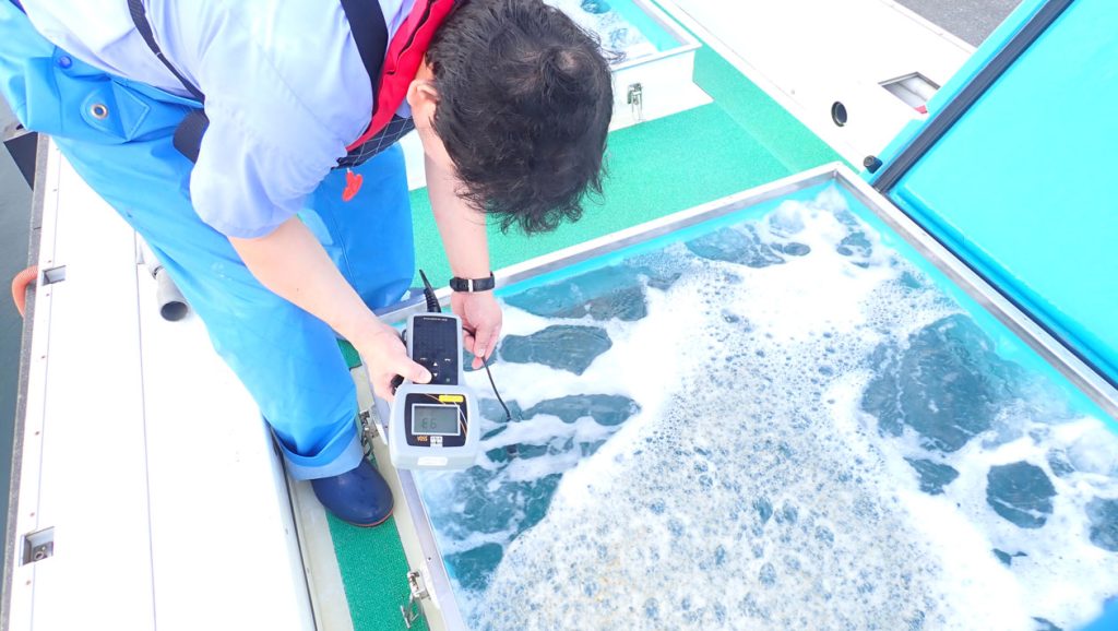 海水中の酸素を測る様子